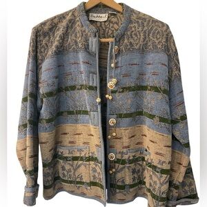 Vintage Women's Multicolor Southwest Plant Tapestry Jacket in size large